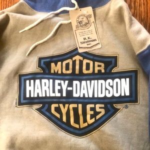 NWT vintage Harley Davidson color block hooded sweatshirt
